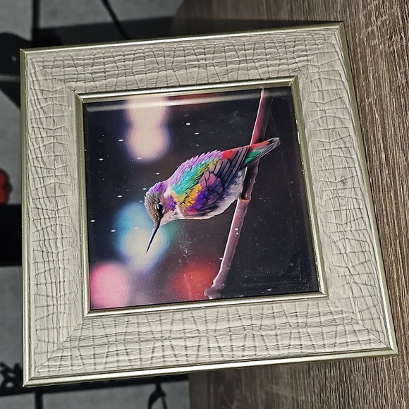 Framed 4x4 Hummingbird Fantasy Art Watercolor‎ Oil Painting Print - Picture 7 of 11